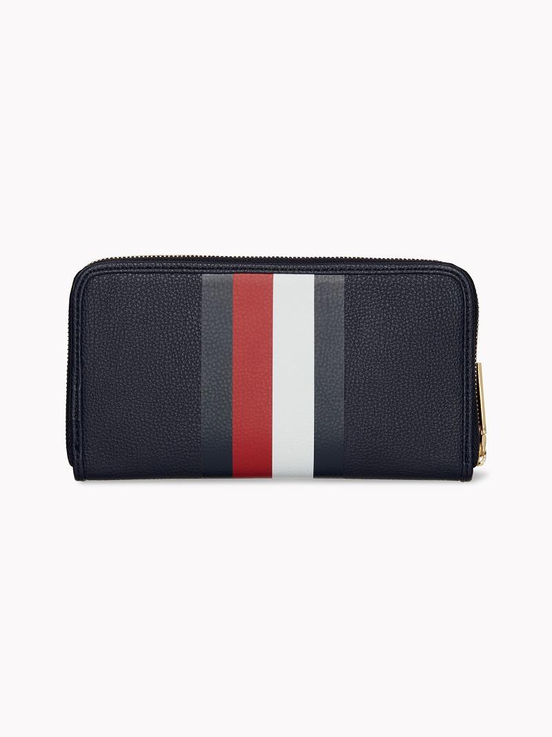 Női Tommy Hilfiger Large Stripe Pénztárca Sötétkék | HU 712EBC